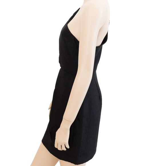 Country Road Black One Shoulder Silk Blend Dress 6 - Picture 2 of 3